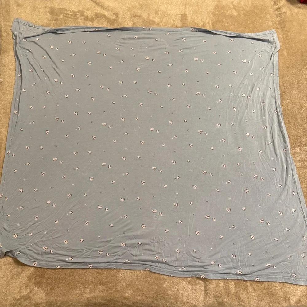 Milkberry Bamboo Rayon Baby Swaddle Blanket Blue Baseball Print 36x40